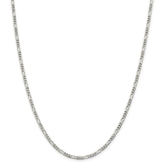 2.8mm Sterling Silver, Solid Figaro Chain Necklace, 22 Inch - Picture 3 of 8